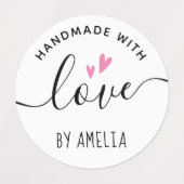Handgemaakt met liefde door eigen naam schattig ha labels (Design 2)