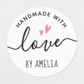 Handgemaakt met liefde door eigen naam schattig ha labels (Design 1)