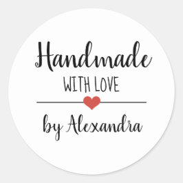 Handgemaakt met liefde, eenvoudig script, aangepas ronde sticker