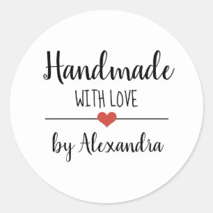 Handgemaakt met liefde, eenvoudig script gepersona ronde sticker