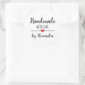Handgemaakt met liefde, eenvoudig script gepersona ronde sticker (Tas)