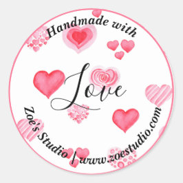 Handgemaakt met liefde, eenvoudige kleine bedrijve ronde sticker