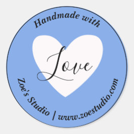 Handgemaakt met liefde, eenvoudige kleine bedrijve ronde sticker