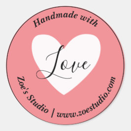 Handgemaakt met liefde, eenvoudige kleine bedrijve ronde sticker