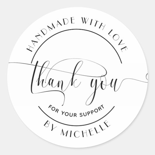 Handgemaakt met liefde Elegant Dank u Sticker (Voorkant)