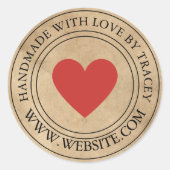 Handgemaakt met liefde Elegant Kraft Paper Look Ronde Sticker (Voorkant)