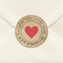 Handgemaakt met liefde Elegant Kraft Paper Look Ronde Sticker