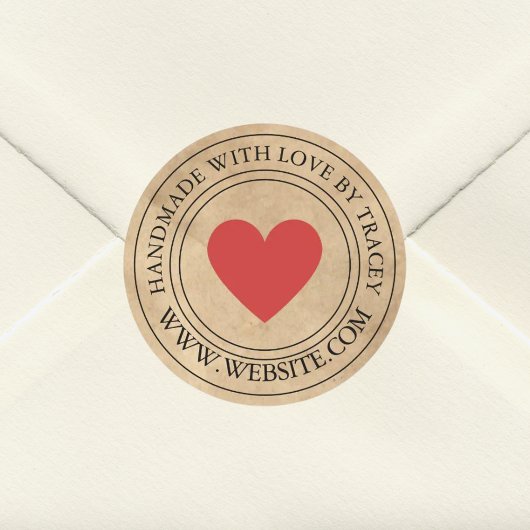 Handgemaakt met liefde Elegant Kraft Paper Look Ronde Sticker