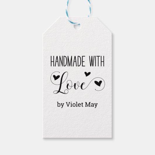 Handgemaakt met liefde - Elegant Rustic Kraft Cust Cadeaulabel (Voorkant)