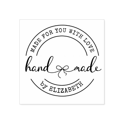 Handgemaakt Met Liefde Elegant Script Product Stem Rubberstempel (Afrduk)