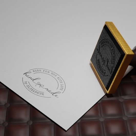 Handgemaakt Met Liefde Elegant Script Product Stem Rubberstempel
