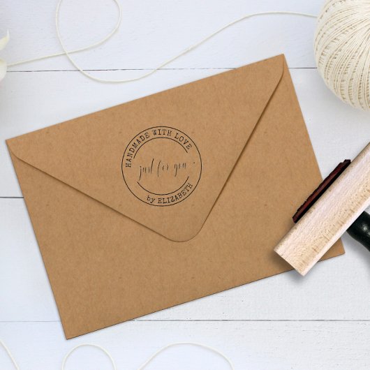 Handgemaakt Met Liefde Elegant Script Product Stem Rubberstempel