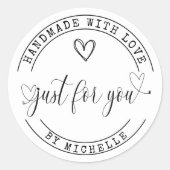 Handgemaakt met liefde Elegant Script Sticker (Voorkant)