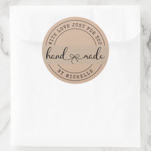 Handgemaakt met liefde Elegant Script Sticker (Tas)