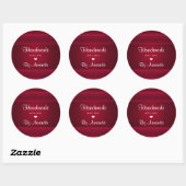 Handgemaakt met Liefde Elegante Rode Achtergrond S Ronde Sticker (Vel)