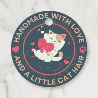 Handgemaakt met liefde en kattenhaar - cadeau labe bedankjes labels