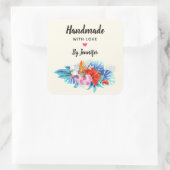 Handgemaakt met liefde - Exotische tropische bloem Vierkante Sticker (Tas)