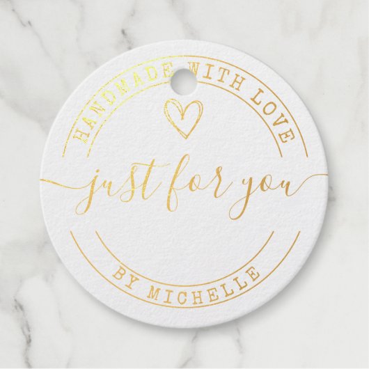 Handgemaakt Met Liefde folie monogram Bedankjes Labels (Voorkant)