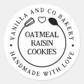 Handgemaakt Met Liefde Gardeer Lepel Bakkerij Bedr Ronde Sticker (Voorkant)