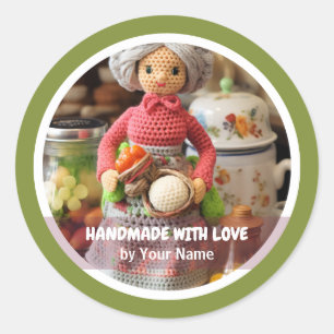 Handgemaakt met liefde Gehaakte dame keuken Ronde Sticker