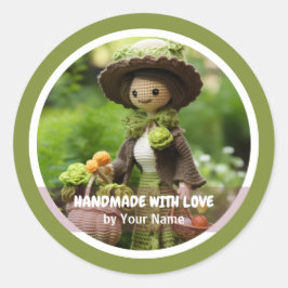 Handgemaakt met liefde Gehaakte dame tuin Ronde Sticker