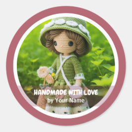 Handgemaakt met liefde Gehaakte dame tuin Ronde Sticker