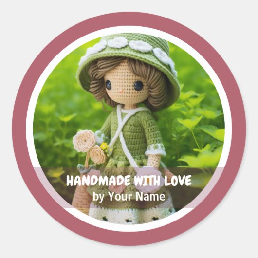Handgemaakt met liefde Gehaakte dame tuin Ronde Sticker (Voorkant)