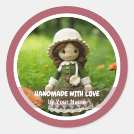 Handgemaakt met liefde Gehaakte dame tuin Ronde Sticker