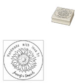 Handgemaakt met liefde genaamd zonnebloem rubber s rubberstempel (Gestempeld)
