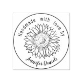 Handgemaakt met liefde genaamd zonnebloem rubber s rubberstempel (Afrduk)