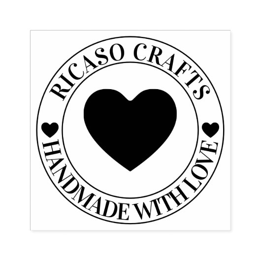 Handgemaakt met liefde gepersonaliseerd rubberstempel (Afrduk)