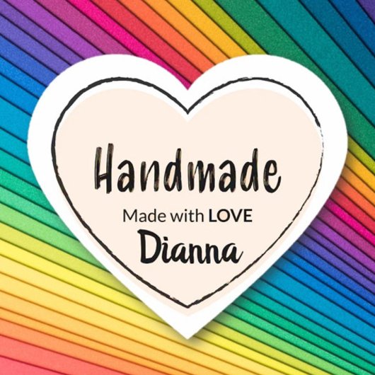 Handgemaakt met liefde! Gepersonaliseerde gift Hart Sticker