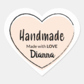 Handgemaakt met liefde! Gepersonaliseerde gift Hart Sticker (Voorkant)