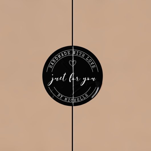 Handgemaakt met liefde gepersonaliseerde monogram ronde sticker