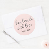 Handgemaakt met liefde | Gepersonaliseerde pasteel Ronde Sticker (Envelop)