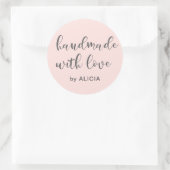 Handgemaakt met liefde | Gepersonaliseerde pasteel Ronde Sticker (Tas)