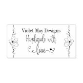 Handgemaakt met Liefde Getrokken Bloemengrens Aang Rubberstempel (Afrduk)