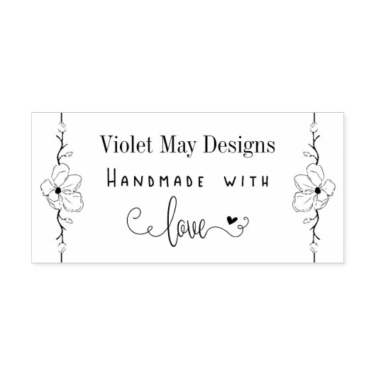 Handgemaakt met Liefde Getrokken Bloemengrens Aang Rubberstempel (Afrduk)