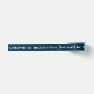 Handgemaakt met liefde Gift Favor Naam Navy Satin Satijnen Lint
