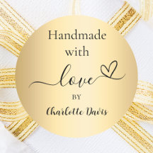 Handgemaakt met liefde gouden naam
