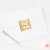 Handgemaakt met liefde gouden naam vierkante sticker (Envelop)
