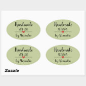 Handgemaakt met liefde groen modern ovale sticker (Vel)