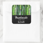 Handgemaakt met liefde - Groene Bamboe Natuur Foto Vierkante Sticker (Tas)