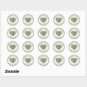 Handgemaakt met liefde groene kerststrepen ronde sticker (Vel)