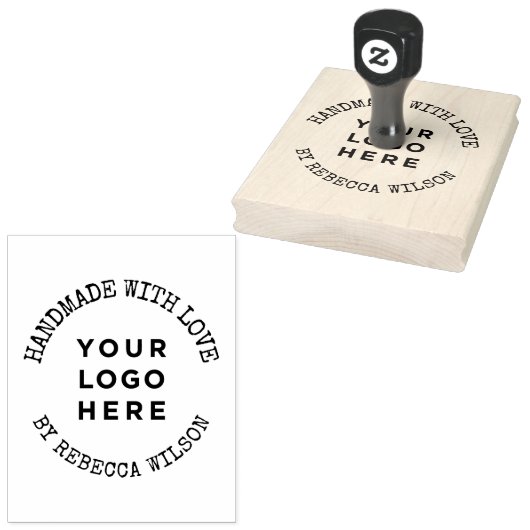 Handgemaakt met liefde grote eenvoudige logo rubberstempel (Gestempeld)