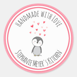 Handgemaakt met Liefde Han getekend Schattige Peng Ronde Sticker