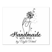 Handgemaakt met liefde, Hand Paardebloem Groot Rub Rubberstempel (Afrduk)