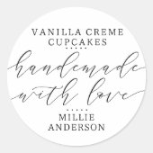 Handgemaakt met Liefde Handgeschreven Manuscript B Ronde Sticker (Voorkant)