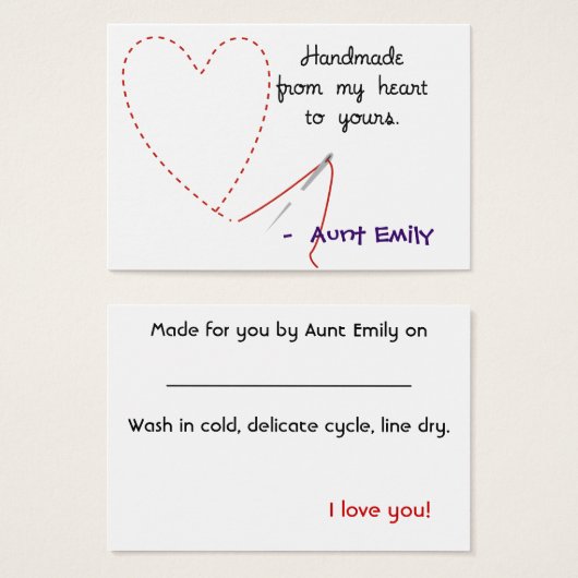 Handgemaakt Met Liefde Hang Label Visitekaartjes (Voorkant /achterkant)
