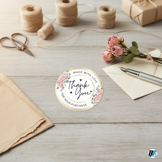 Handgemaakt met liefde hart naam Dank u Ronde Sticker